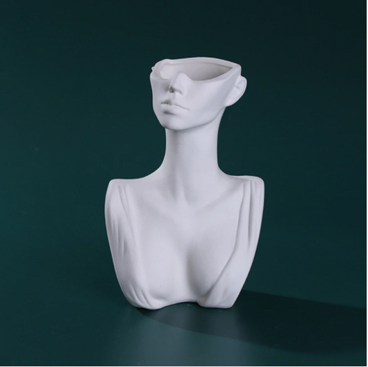 Jarrón Decorativo con Rostro de Cerámica y Flores Artesanales - Image 6