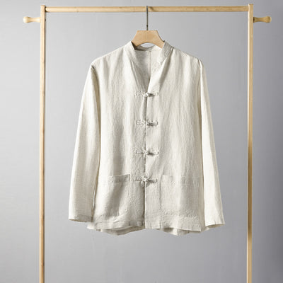 Camisa de Lino Estilo Chino Suelta para Hombre - Image 20