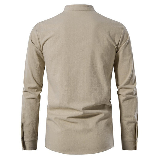 Camisa Cuello Mao Manga Larga Algodón y Lino - Image 30