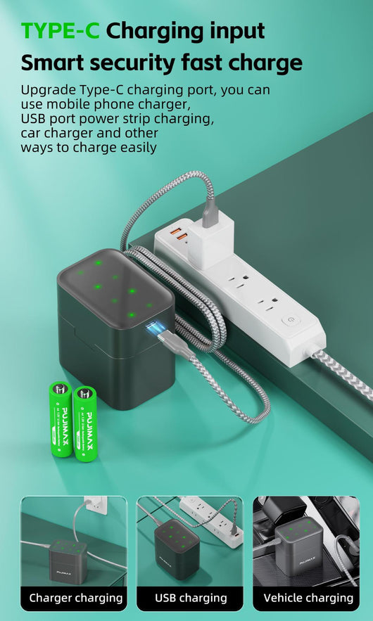 Cargador Inteligente de 8 Baterías AA con Puerto USB-C y Batería de Litio 3400mAh - Image 12