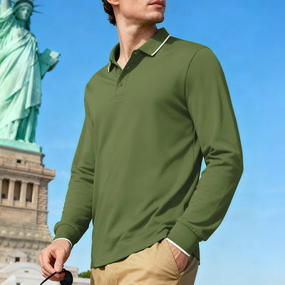 Polo Jacquard de Manga Larga Secado Rápido para Hombre - Image 8