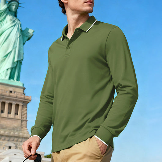 Polo Jacquard de Manga Larga Secado Rápido para Hombre - Image 8