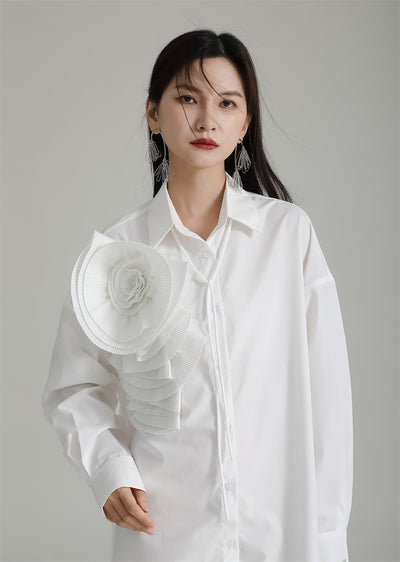 Blusa Larga con Falda Integrada - Diseño Floral 3D con Pliegues - Image 12
