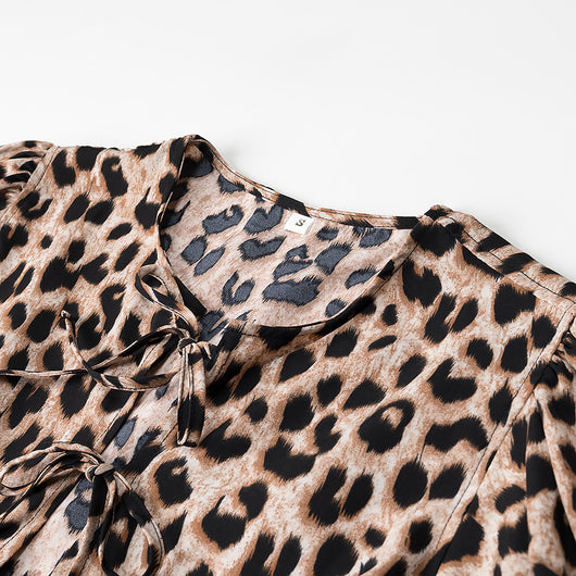 Cardigan Leopardo con Mangas Abullonadas Sexy - Image 3