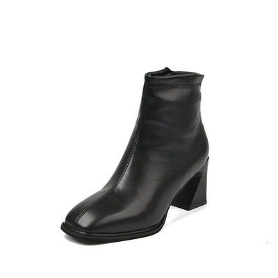 Botas Cortas de Tacón Cuadrado con Forro de Terciopelo - Tono Nude - Image 13
