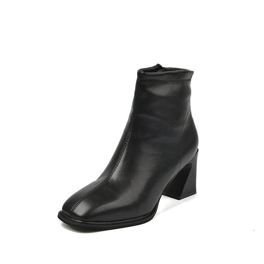 Botas Cortas de Tacón Cuadrado con Forro de Terciopelo - Tono Nude - Image 13