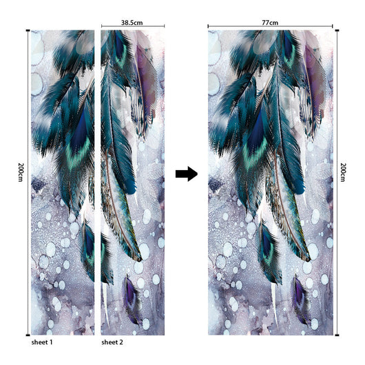 Vinilo Decorativo 3D para Puerta - Diseño Moderno Acuarela Pluma - Image 9