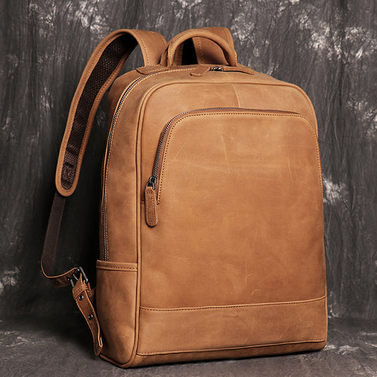 Mochila Ejecutiva Cuero Genuino Crazy Horse - Estilo Retro para Hombre