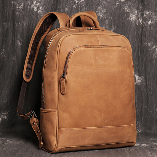 Mochila Ejecutiva Cuero Genuino Crazy Horse - Estilo Retro para Hombre