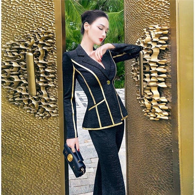 Traje Formal Otoño para Mujer - Conjunto Ejecutivo con Pantalón Acampanado Talle Alto - Image 10