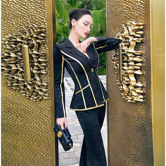 Traje Formal Otoño para Mujer - Conjunto Ejecutivo con Pantalón Acampanado Talle Alto - Image 10