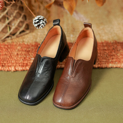 Zapatos de Cuero Vacuno con Tacón Robusto y Puntera Abierta - Image 4
