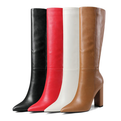 Botas Altas de Tacón Grueso Punta Afilada para Otoño e Invierno - Image 32