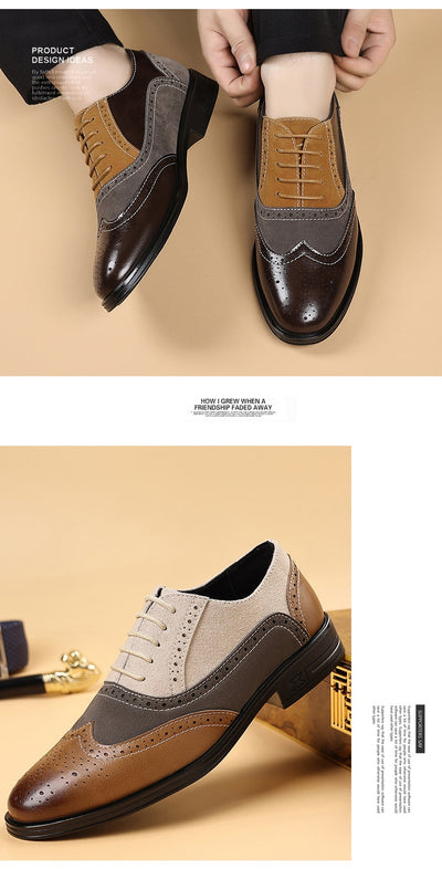 Zapatos de Cuero Brogue Puntiagudos para Hombre Talla Grande - Image 12