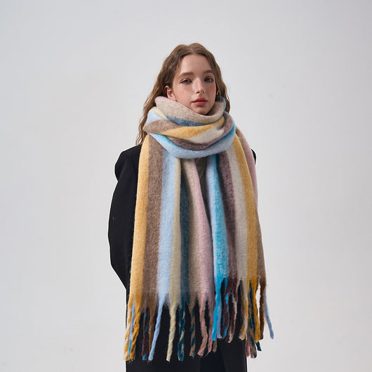 Bufanda de Rayas Multicolor Estilo Coreano para Invierno - Image 4