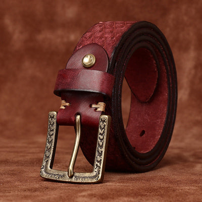 Cinturón de Cuero para Hombre con Hebilla Diamantada Tallada - Image 33