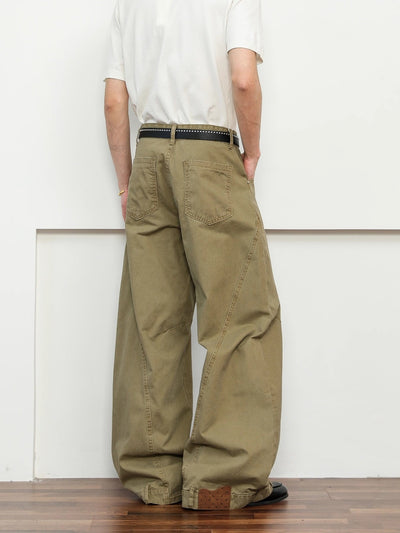 Pantalones Khaki Premium Deconstrucción Retro Pierna Ancha para Hombre - Image 8