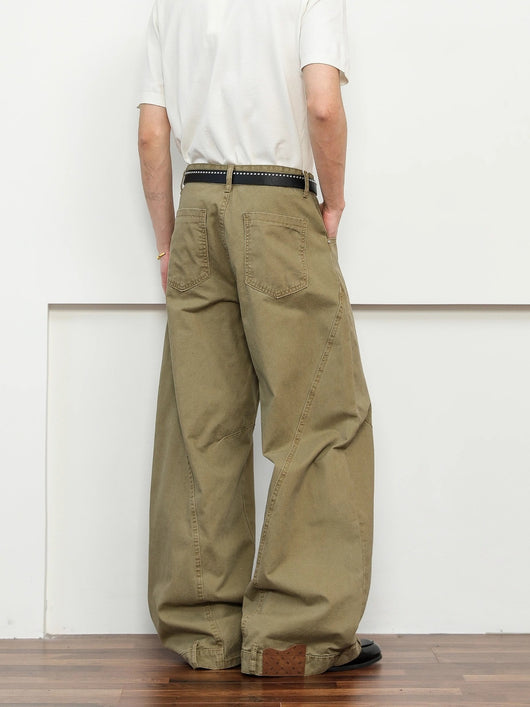 Pantalones Khaki Premium Deconstrucción Retro Pierna Ancha para Hombre - Image 8