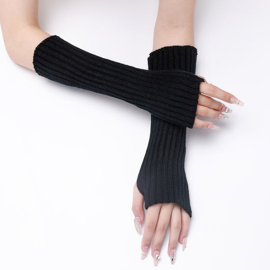 Guantes Largos Rayados de Lana para Otoño e Invierno - Mangas Calentadoras sin Dedos - Image 50