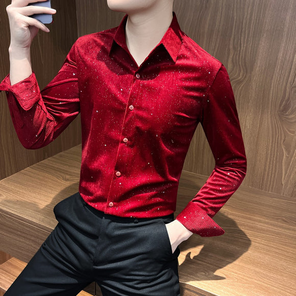 Camisa Masculina de Manga Longa de Designer - Versátil e Moderna para Primavera e Outono