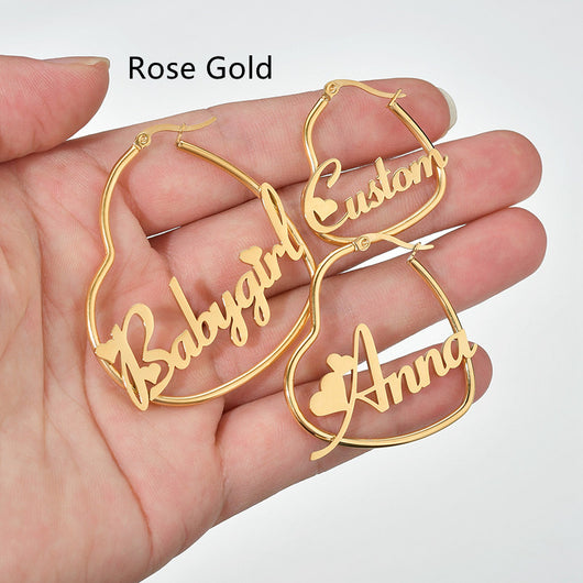 Aretes Personalizados de Corazón Melocotón con Iniciales en Alfabeto Inglés - Image 7