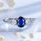 Anel de Prata Esterlina com Halo de Joias em Azul Royal Gemstone Simples A