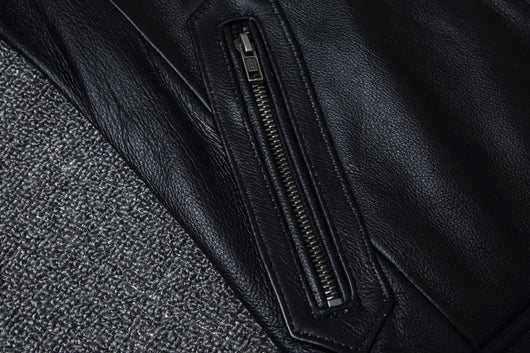 Chaqueta de Cuero Genuino Estilo Retro con Cuello Mao para Hombre - Image 15