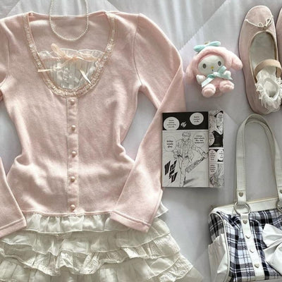 Blusa Manga Larga Rosa Suave para Primavera Temprana