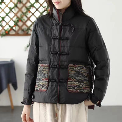 Chaqueta Acolchada Corta para Mujer con Bordado - Image 3