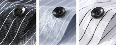 Camisa Manga Larga a Rayas para Hombre - Forro Térmico Primavera Otoño - Image 9