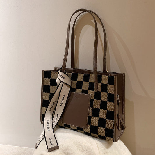 Bolso de Hombro Retro a Cuadros para Mujer - Image 2
