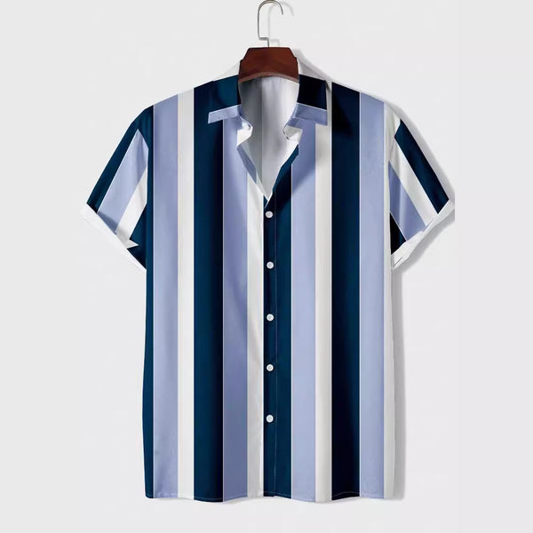 Camisa Casual de Hombre con Rayas Estampadas