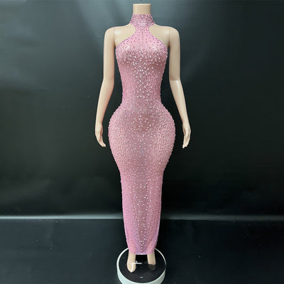 Vestido de Gala Plateado con Cristales Brillantes para Eventos Especiales - Image 7