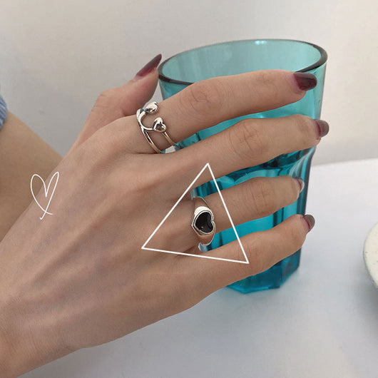 Anillo de Corazón y Carita Feliz con Diseño Dorado - Image 10