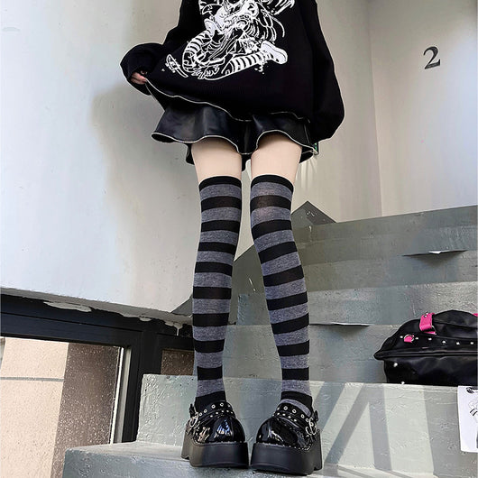 Calcetines Rayas Hot Girl Estilo Y2K Harajuku Streetwear Pierna Fina - Image 21