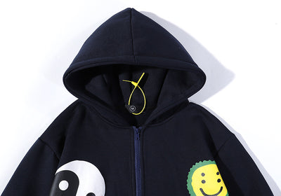 Sudadera con Capucha y Cierre de Hoja de Cáñamo 3D Smiley - Image 14