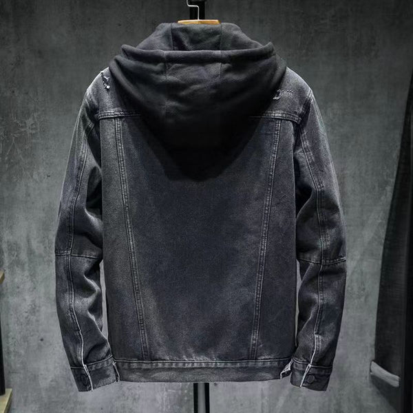 Chaqueta de Mezclilla Hombre Suelta Acolchada con Forro Desmontable