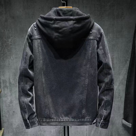 Men's Loose Denim Jacket Quilted with Detachable Lining