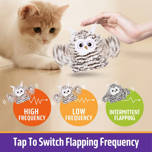 Juguete Interactivo para Gatos con Alas Batientes, Búho Chirriante Recargable con Catnip - Image 7