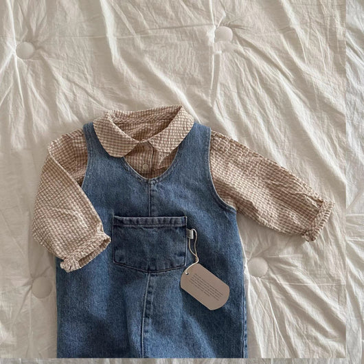 Pantalón Tipo Overol Denim Azul con Tirantes para Niños y Niñas - Image 12