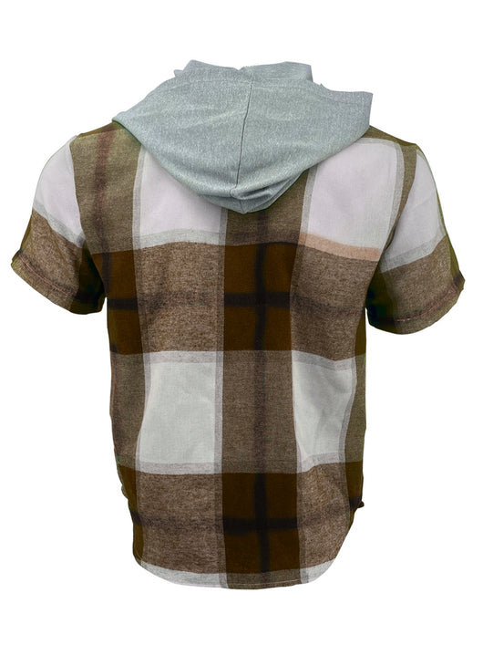 Camisa Casual Ejecutiva de Cuadros con Capucha - Manga Corta para Hombre - Image 12