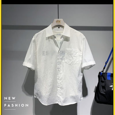 Camisa Suelta Manga Corta Estilo Coreano Japonés para Hombre - Image 6
