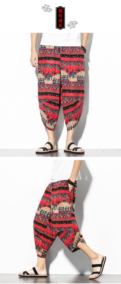 Pantalones Baggy de Algodón y Lino con Estampado - Corte Suelto y Cómodo - Image 11