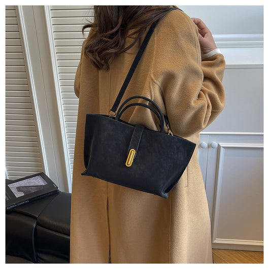 Bolsa Tote Minimalista de Alta Capacidad con Acabado Ante Retro - Image 22