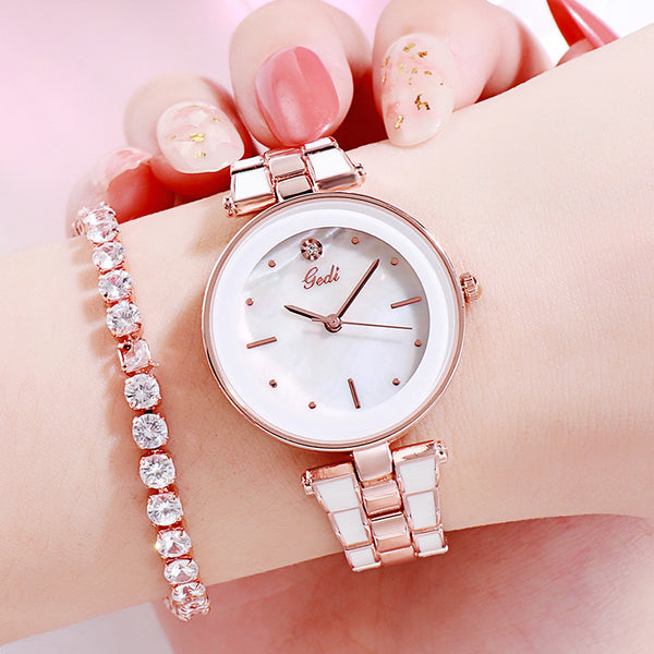 Reloj de Pulsera Coreano Minimalista para Mujer - Cuarzo Blanco Trendy