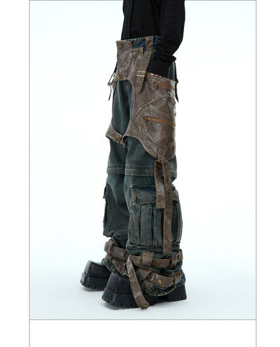 Jeans Retro Deconstruido con Costuras Desmontables para Hombre - Image 3