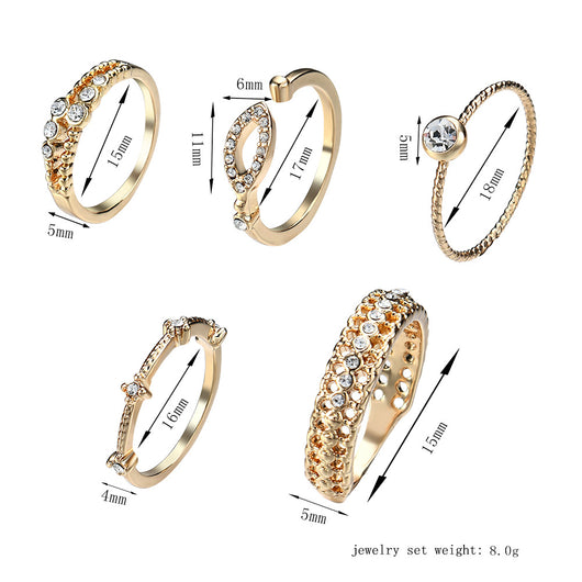 Juego de Anillos Articulados Chapados en Oro 18K Estilo Europeo - Image 2