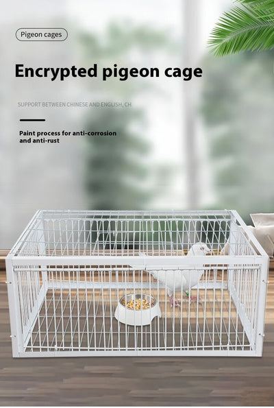 White wire pigeon cage with two side entrances and a skylight, measuring 60x40x26 cm with 2cm wire spacing. - Image 29