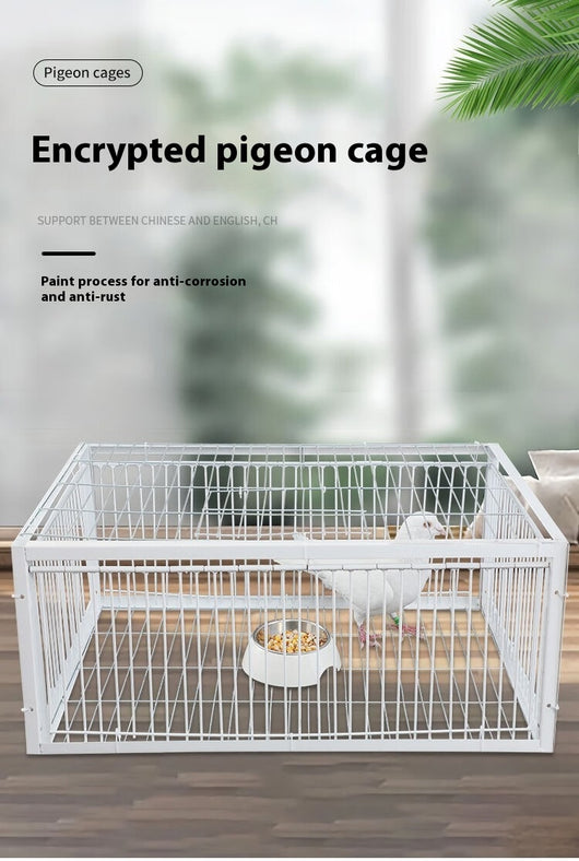 White wire pigeon cage with two side entrances and a skylight, measuring 60x40x26 cm with 2cm wire spacing. - Image 29