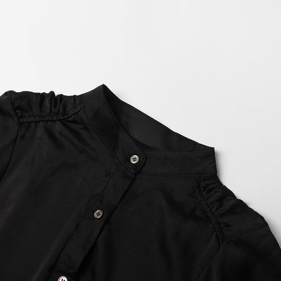 Blusa Ejecutiva de Cuello Mao con Detalles en Contraste - Image 4